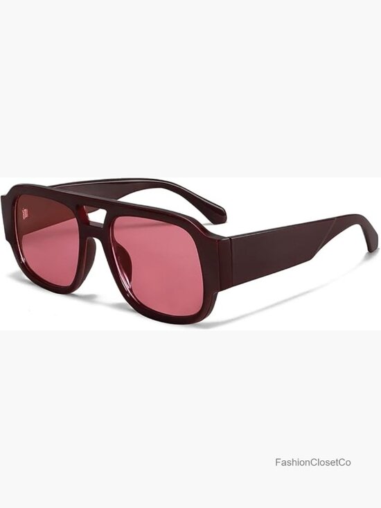 Retro Oversized Square Double Bridge Aviator Sunglasses UV400 main image 4
